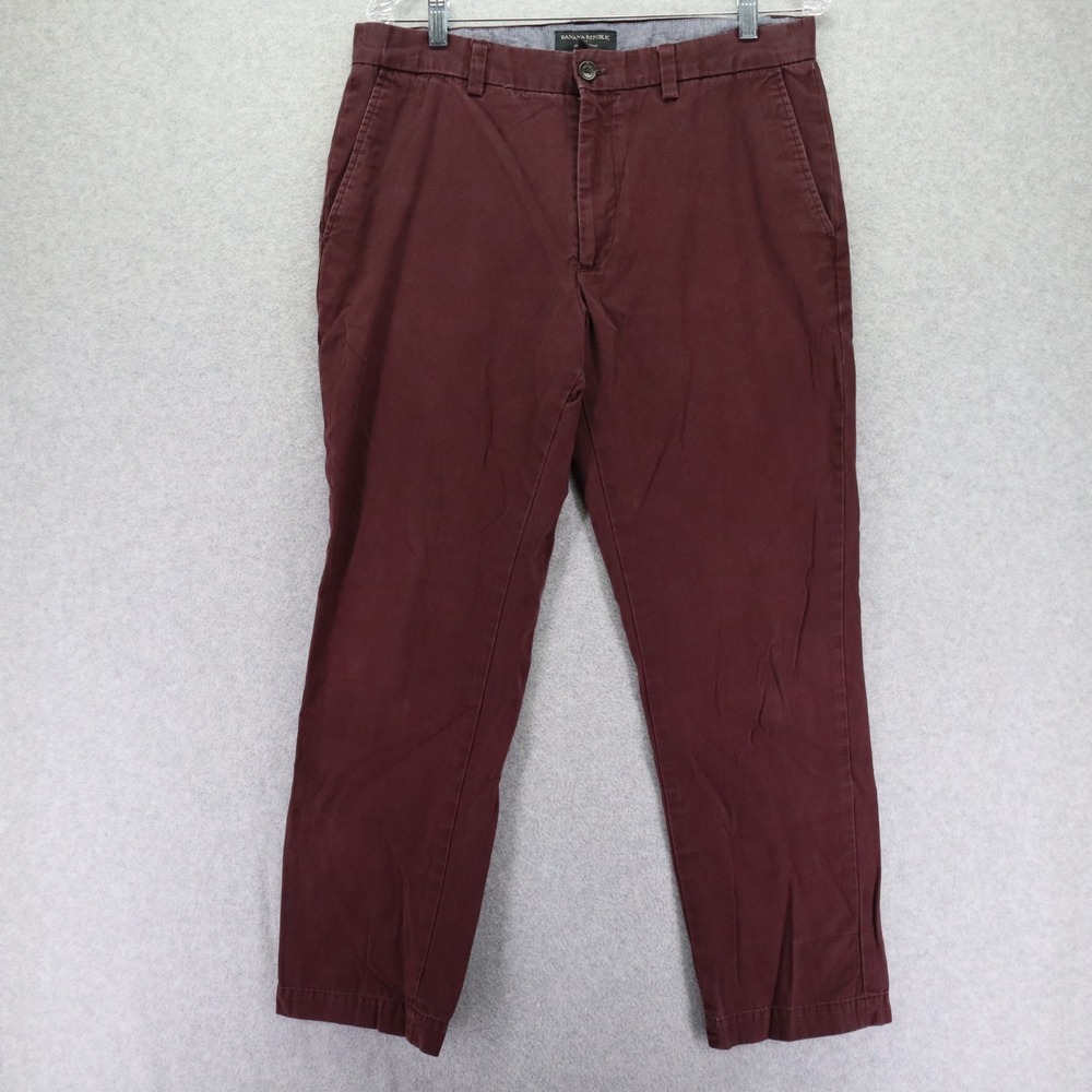 Banana Republic Pants Mens 33x30 Aiden Chino‎ Casual Cotton Flat Front Burgundy